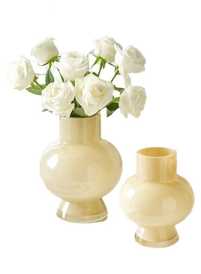 DURKU Modern Irregularity Hollow Clear Glass Flower Vase Yellow for Table Centerpiece Wedding Dining Living Room Office House Decoration - Image 5
